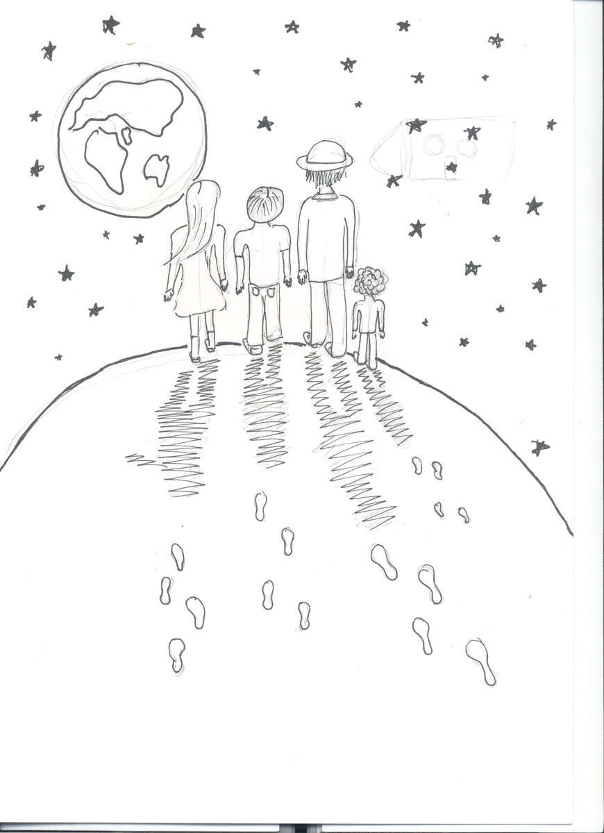 На Луне. Рисунок Маши Сидуловой