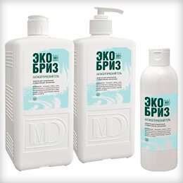 «Эко-бриз» — это спиртовой спрей, который реализуется в бутылках с распылителем в объеме 1000 миллилитров. Применяется средство для дезинфекции рук в медицинских учреждениях в целях лечебно-профилактической деятельности, при лабораторных исследованиях и других сферах обслуживания. Средство также актуально для бытового применения. 