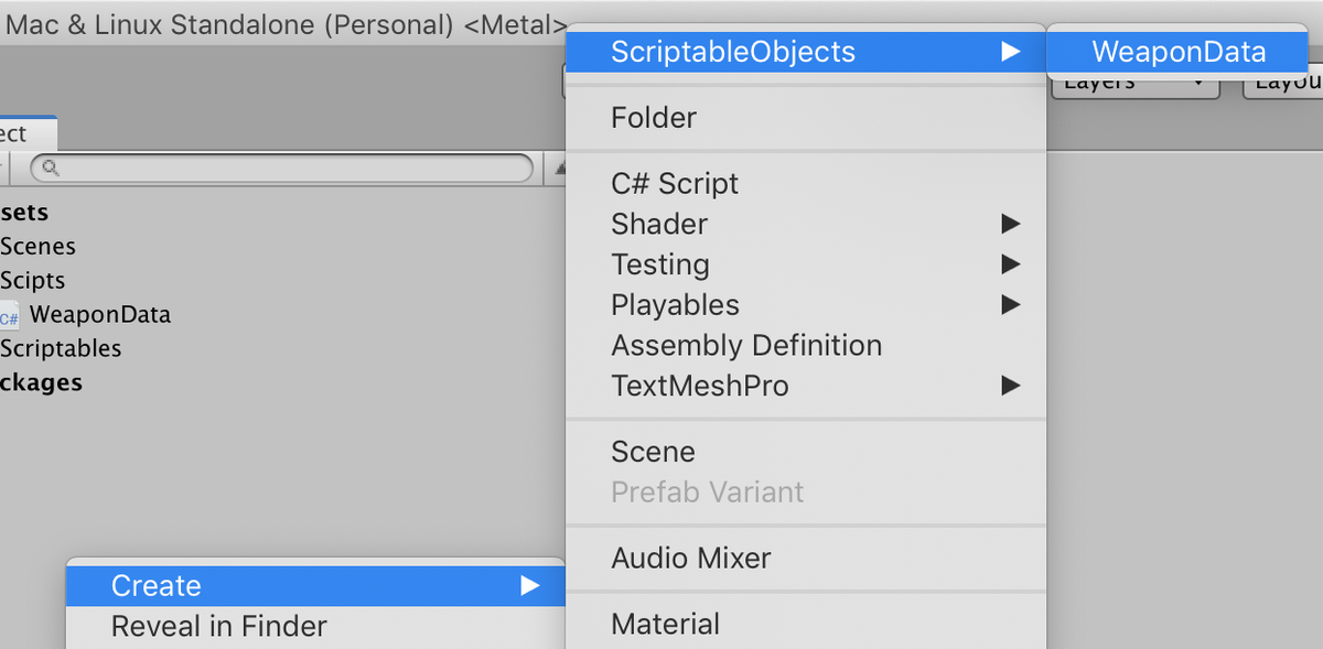 Создание  ScriptableObject через контекстное меню