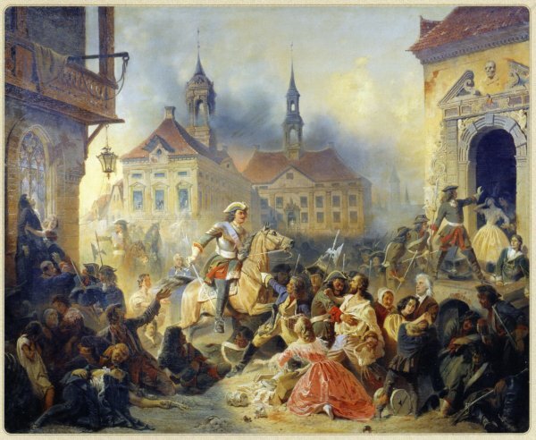  Петр  I усмиряет людей. Источник:  https://i.ucrazy.ru/files/pics/2016.04/thumbs/1462023776_16.jpg