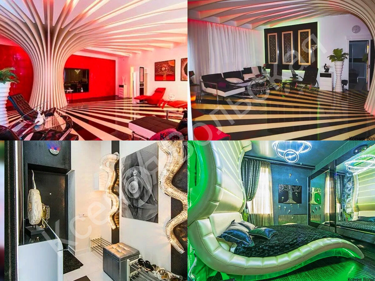 Гостиная с деревом, прихожая с портретом Примадонны, спальня Бари Алибасова
