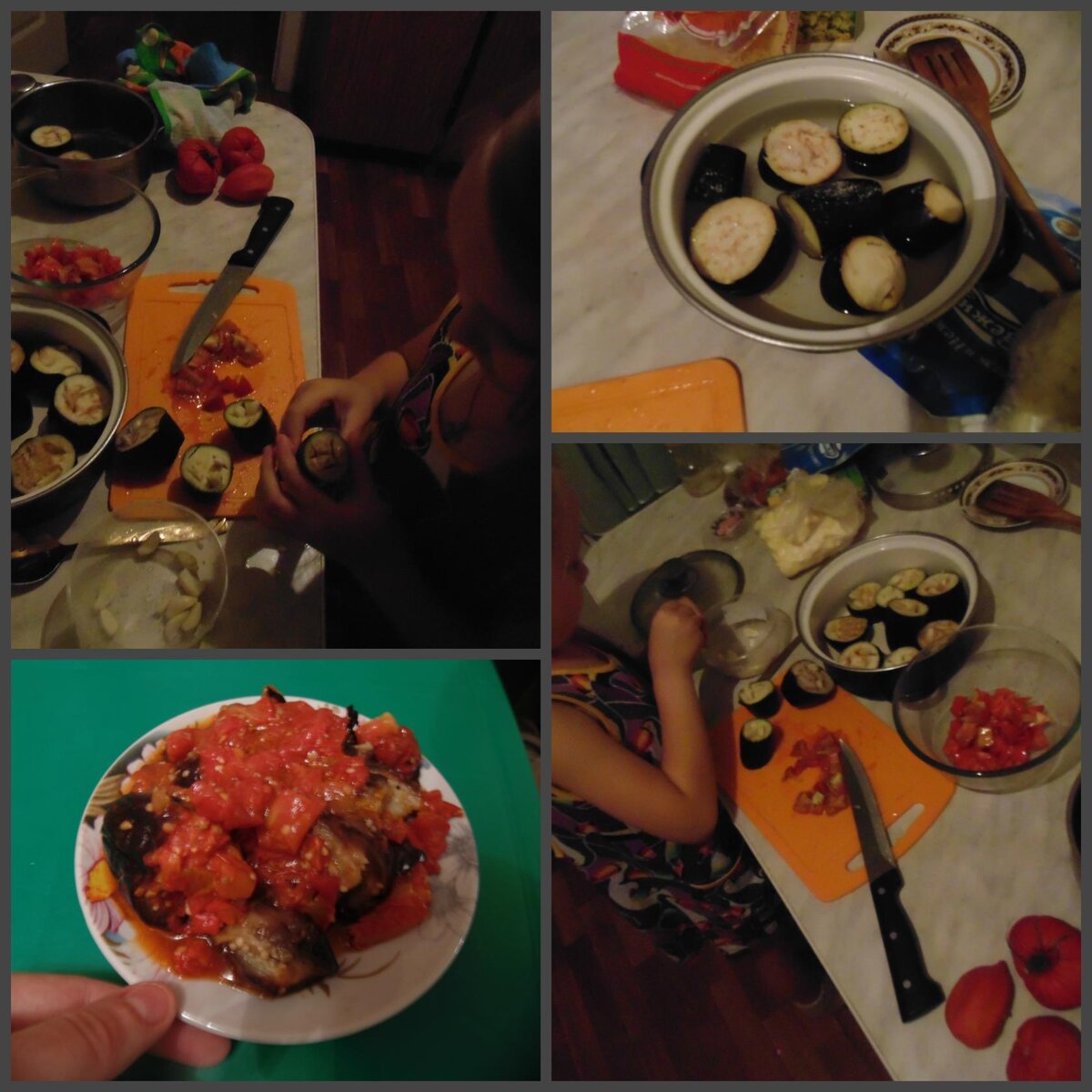 Дочь помогает в приготовлении блюда