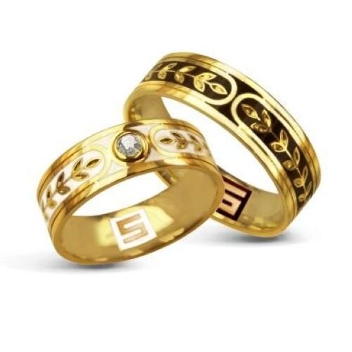 КОЛЬЦО (585) ЭМАЛЬ, БРИЛЛИАНТ ОБР