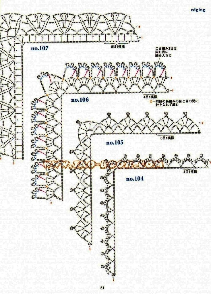 Ажурная обвязка края крючком схемы
