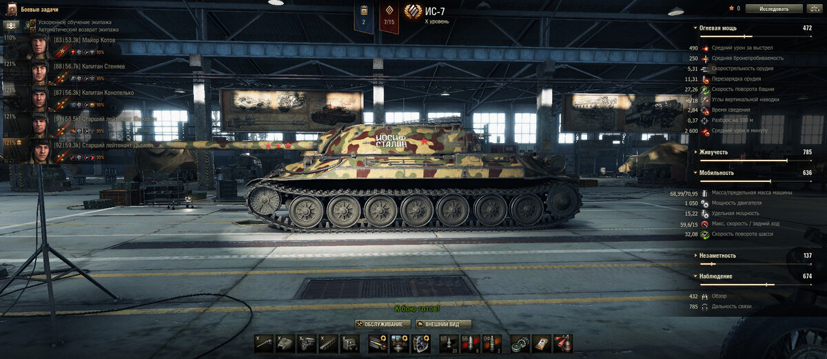 Полный перечень ТТХ танка