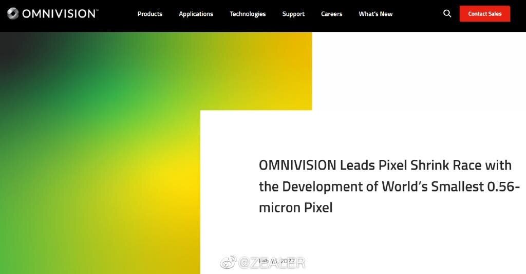 Китайская компания OmniVision разработала матрицу со сверхвысоким разрешением для смартфонов. Сенсор оптического формата 1/1.-2