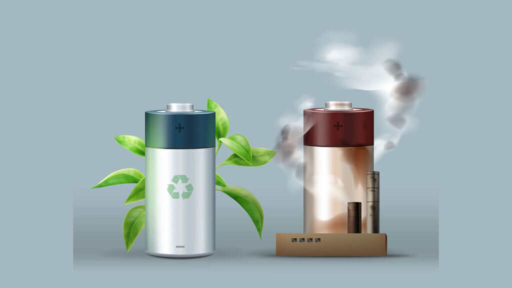    Vector ecological friendly battery with leaves against dangerous one Александр Шереметьев