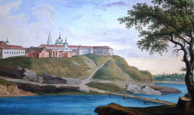    Мост через Кур в начале XIX века. Старинный рисунок
