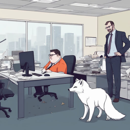 Толстый полярный лис приблежается к пользователю, рекомендательный пост которого заметили и сочли рекламой