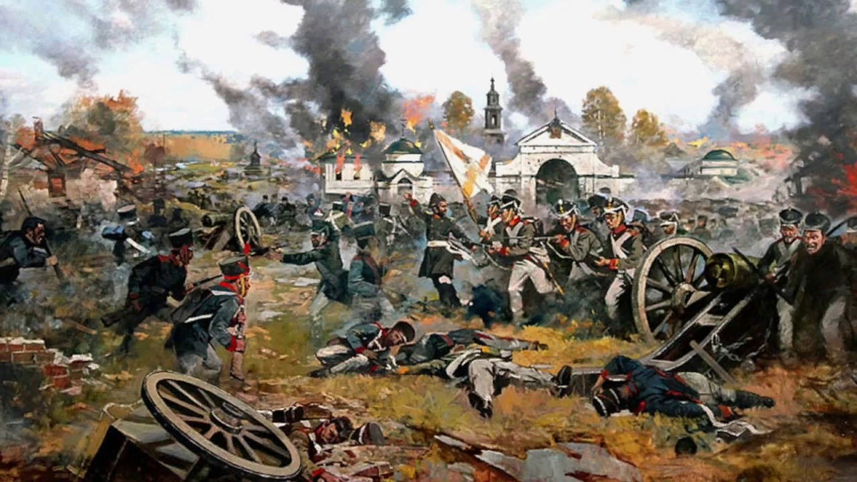 Сражение под Малоярославцем. С картины О. Авакимяна