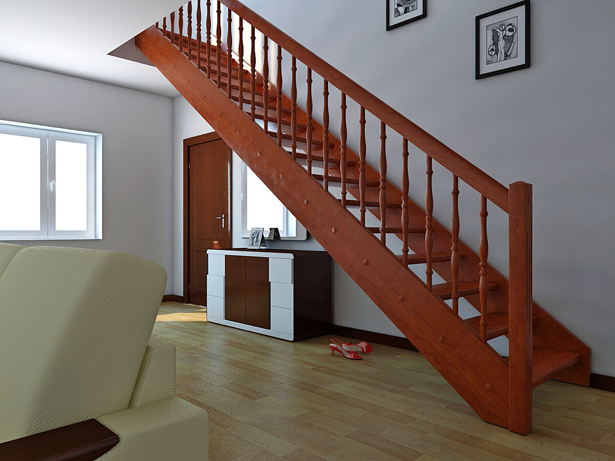 Основные конструктивные детали деревянной маршевой лестницы