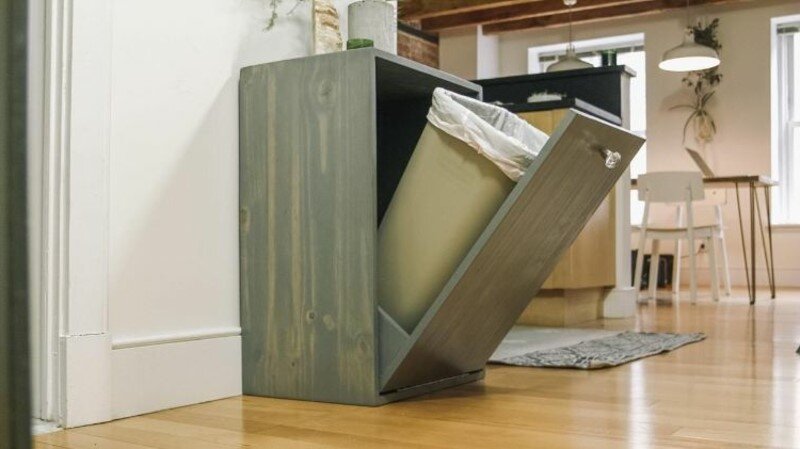 Как спрятать мусорный контейнер на кухне, практичные и современные идеи