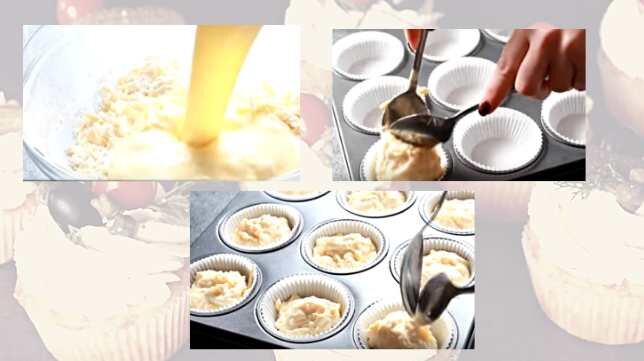 Тесто раскладываю в формочки