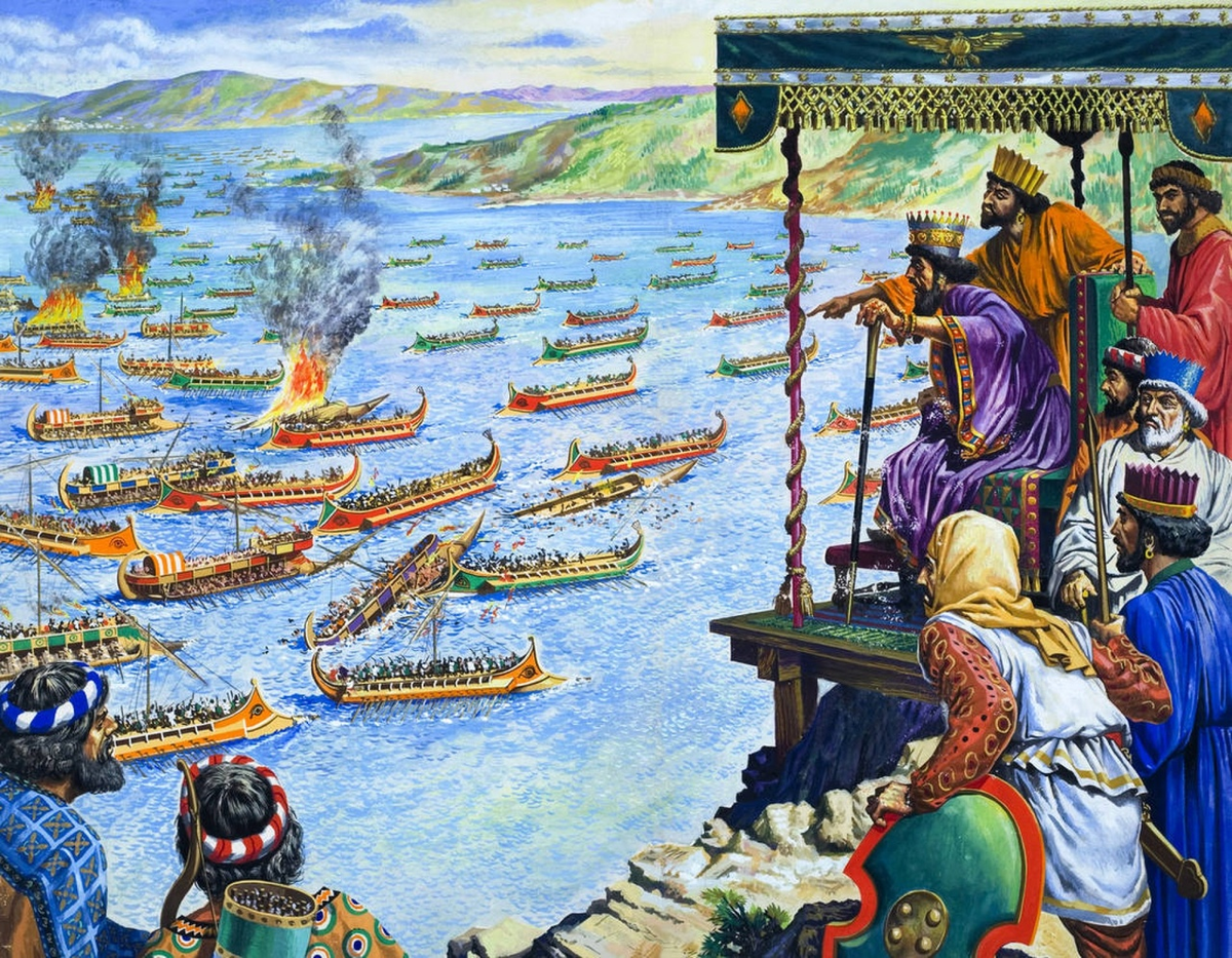 Персы древняя греция. Саламинское сражение в древней Греции. Саламинская битва в древней Греции. Саламинское сражение Ксеркс. Персидский корабль саламинская битва.
