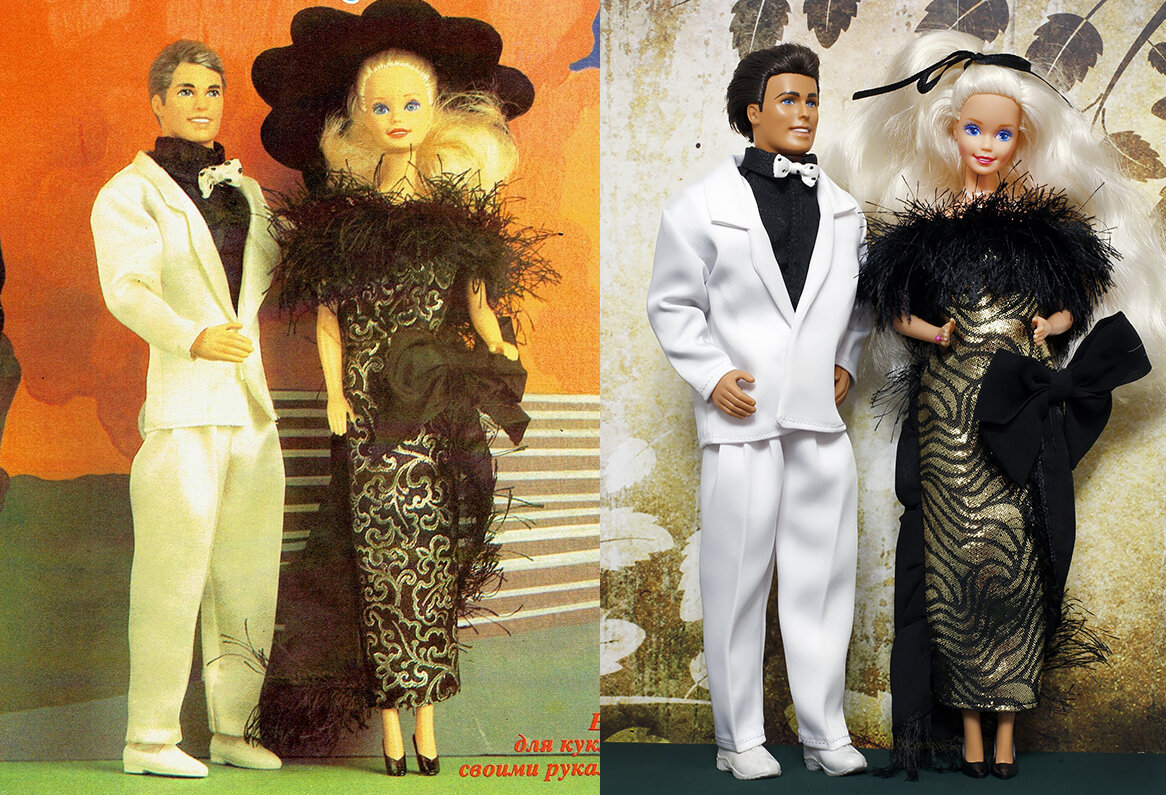 Модели с обложки - "Платье чёрное" и  "Костюм для Кена"
