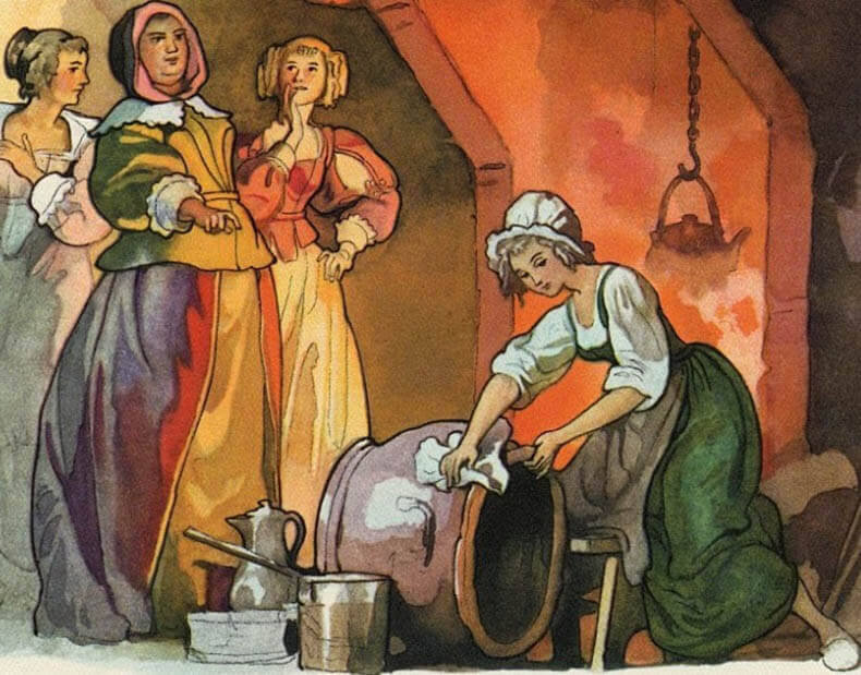 Изначально - кроткая и добрая девушка, трудящаяся от зари до зари. Хотя и благородного происхождения.