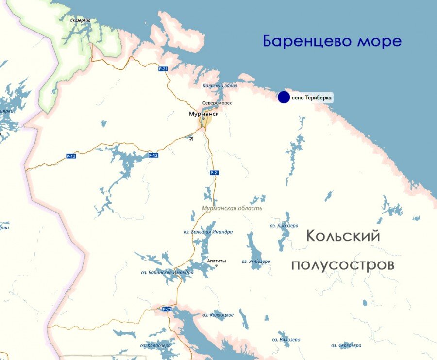 Карта териберки с достопримечательностями подробная смотреть