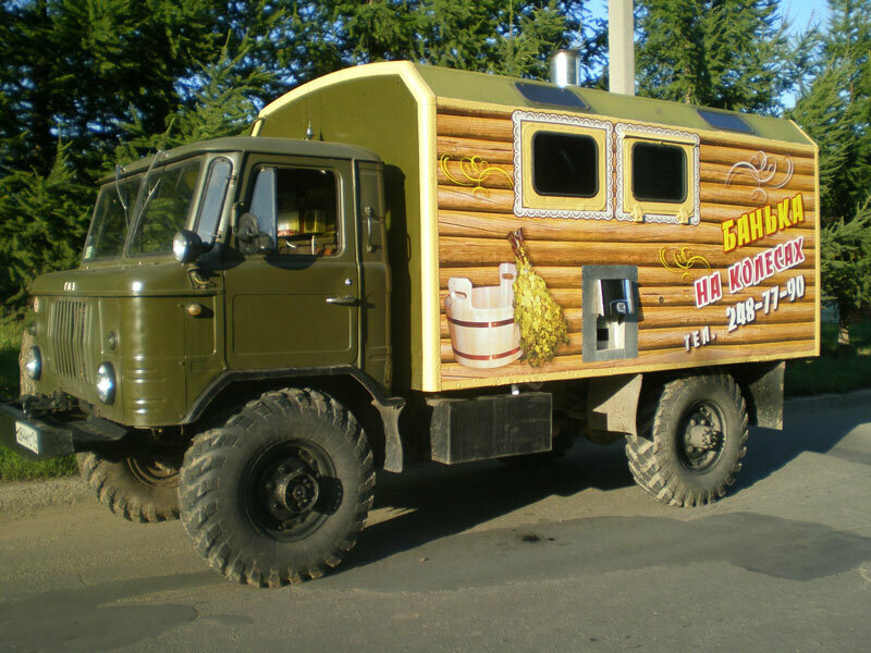 Как выглядит баня на колесах фото