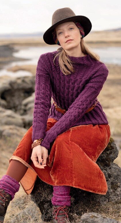 Пуловер с сочетанием узоров