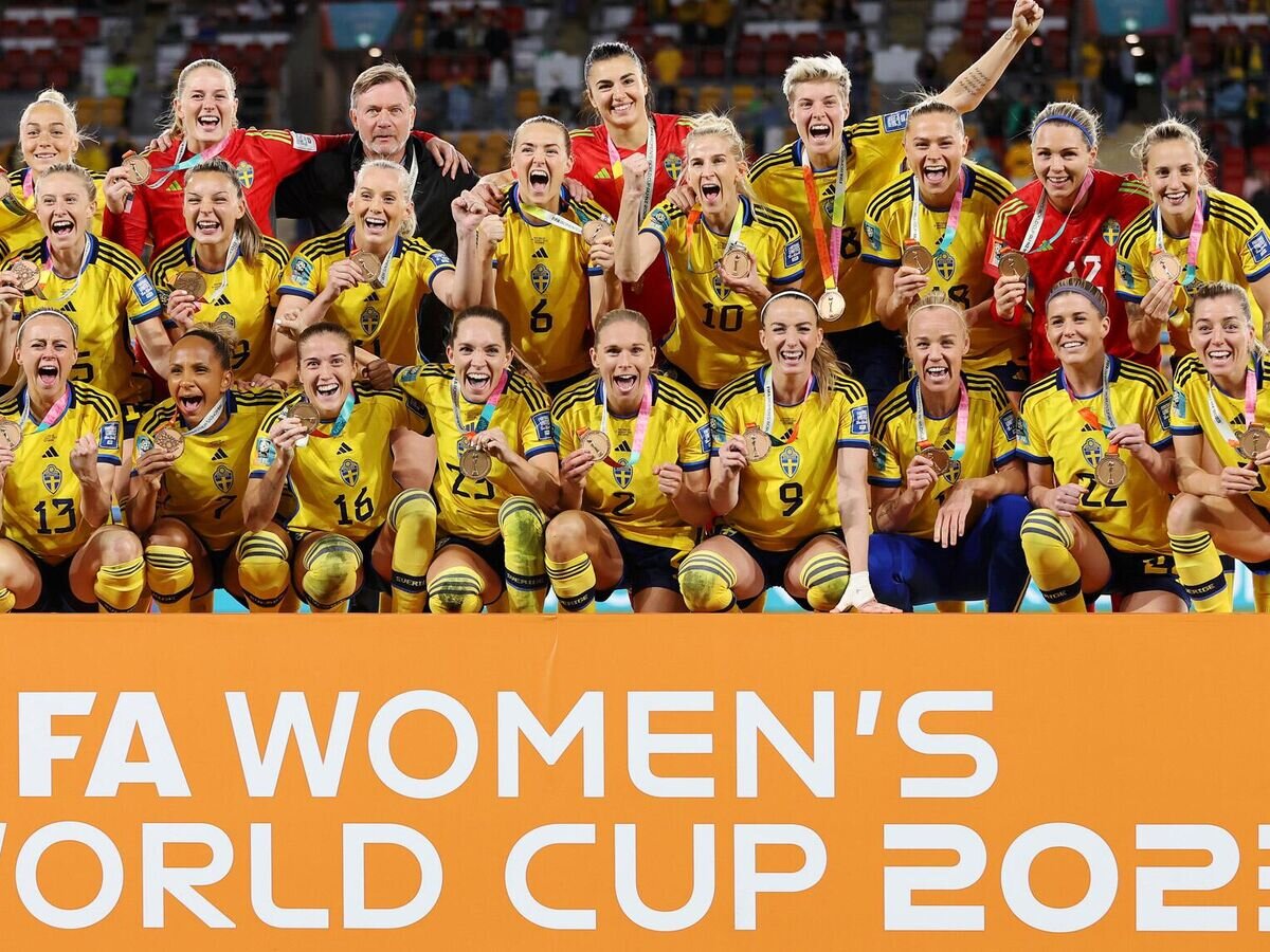    Футболистки сборной Швеции с бронзовыми медалями женского чемпионата мира 2023 года© Фото : Пресс-служба ЖЧМ-2023