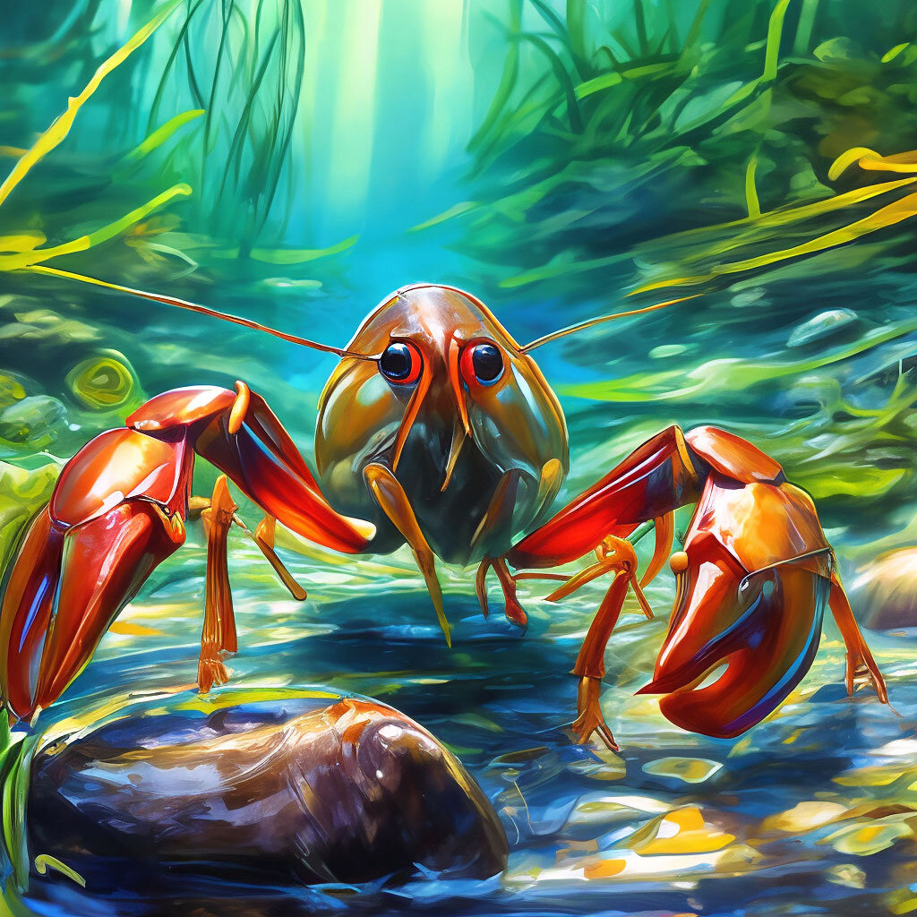 Рак под водой