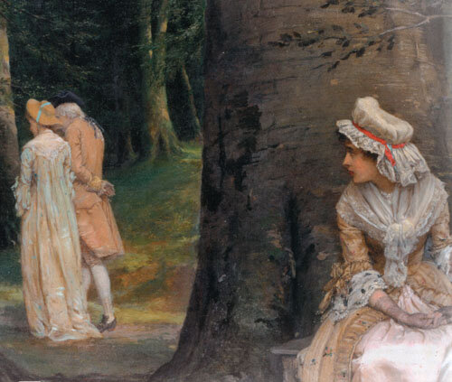 Одина из аллегорий зависти это человек подсматривающий за парой влюбленных 