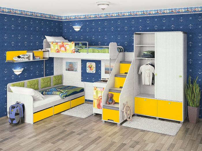 Детская со светлой мебелью 