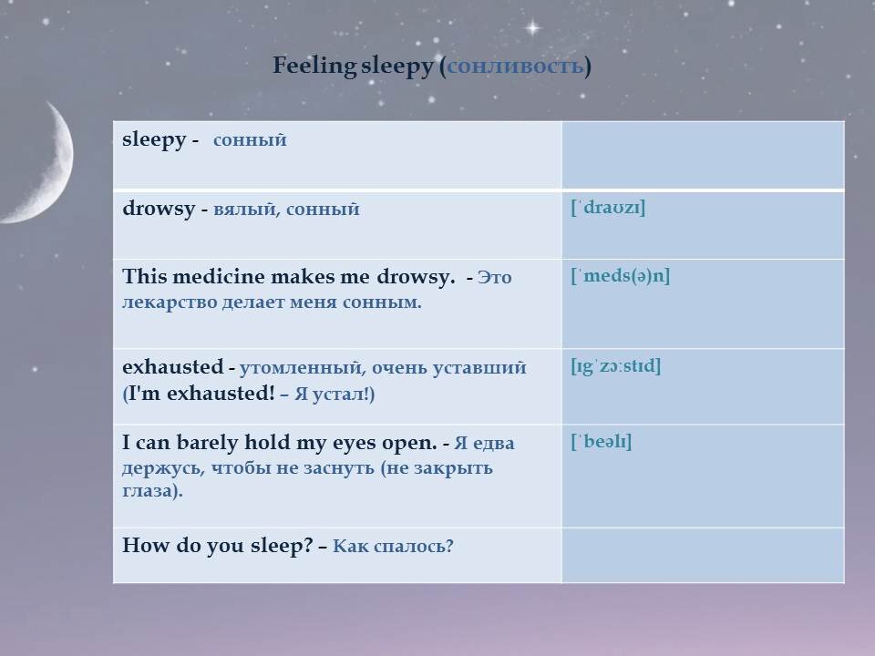 Sleep words