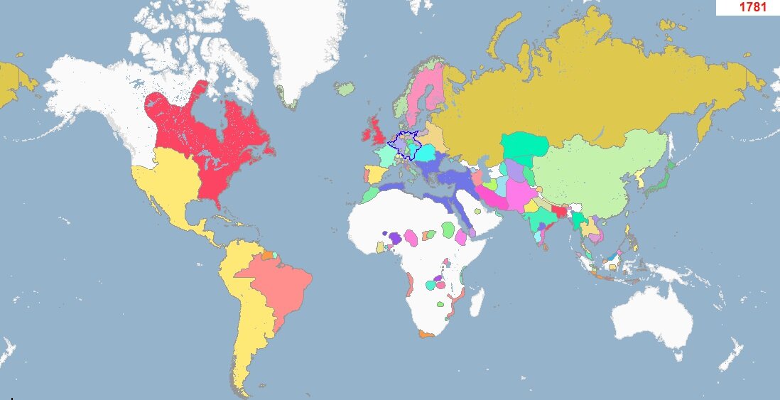 Мир в 1781 году. Источник - geocron