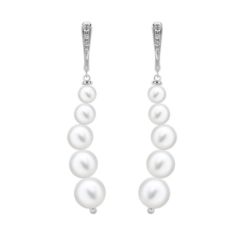 Серьги Utopia из  белого золота с жемчугом и бриллиантами круглой огранки, коллекция Aqua