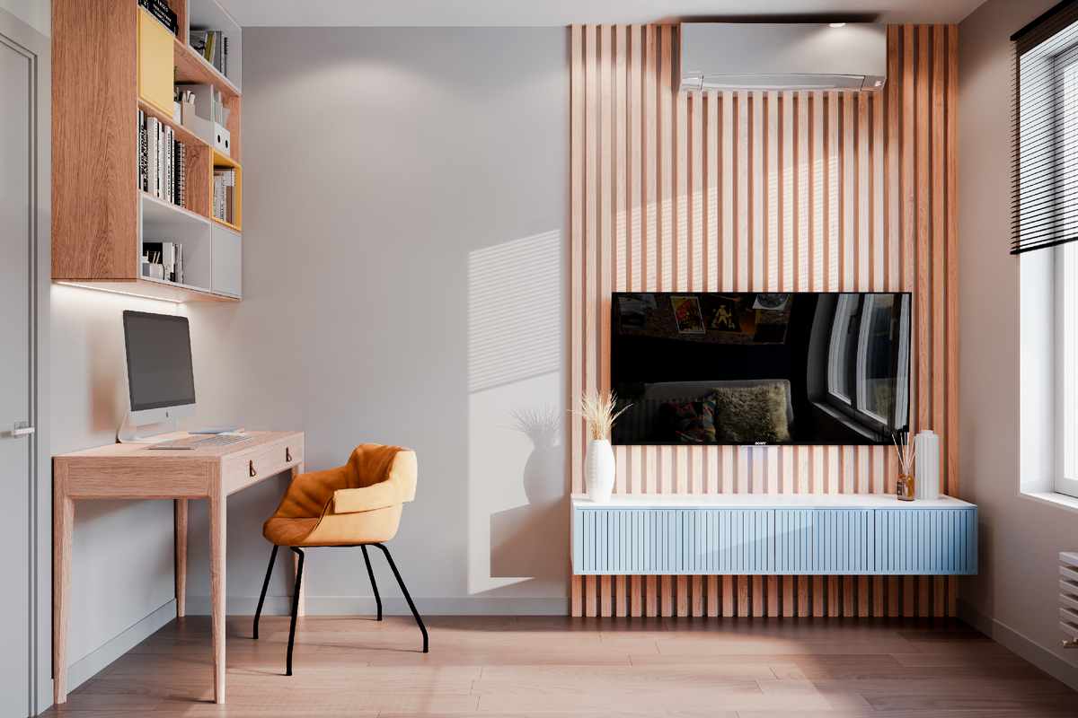 Детская комната в сложном сером оттенке. Квартира в ЖК «Level Амурская», 77 кв. м