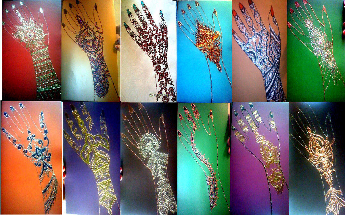 Дизайн мехенди на бумаге, краски - акрил. 