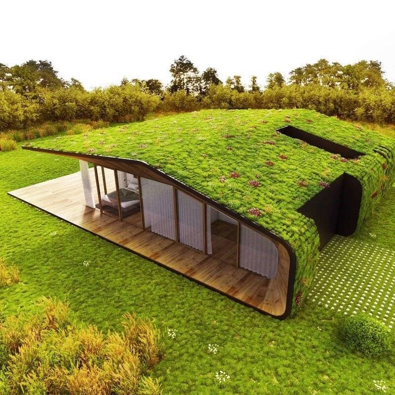 Земляная крыша. Озеленение крыш. Экологичный дом. Травяная крыша. Газон на кровле.