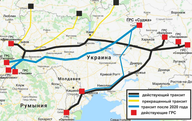 Карта газопроводов в европу из россии через украину