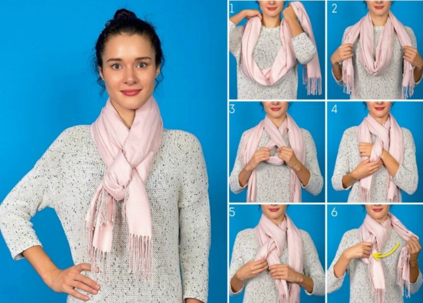 Как завязать платок на пальто без воротника