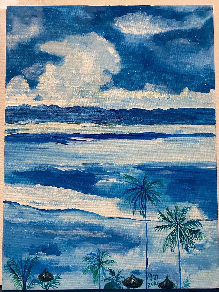 "Sea,sky".Author Guzel.M.Picture Guzel M.Картина.Холст,кисть."Море,небо"2021,august.Originals.Originalpainting.Artist.Drawing.Acrilicpainting,acrilicart.