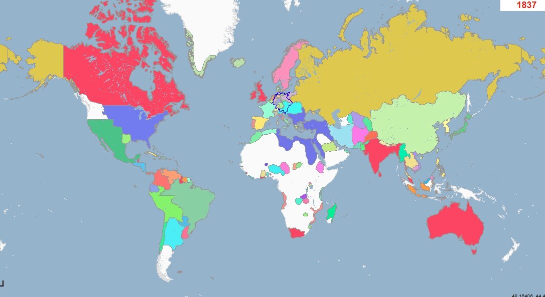 Карта мира 1840 год