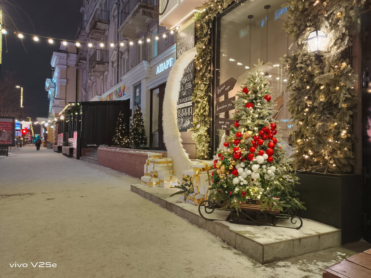 У основной камеры V25e ночной режим тоже есть. На улице совсем темно было, когда я эти фото делала, а они всё равно светлые. И цвета камера круто передаёт