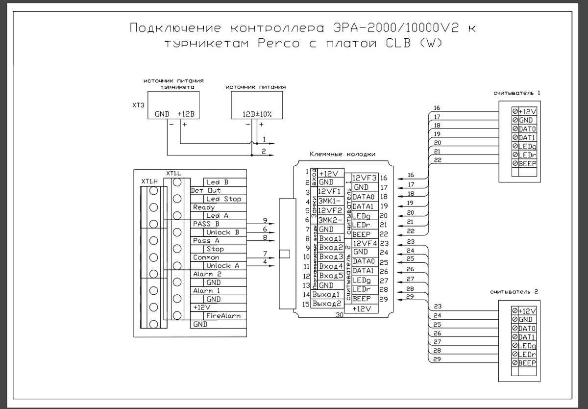 Схема подключения турникета