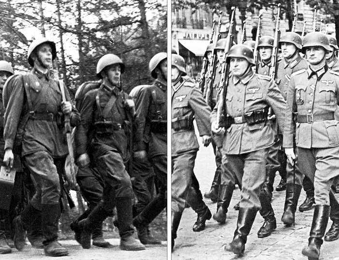 Советские и германские солдаты