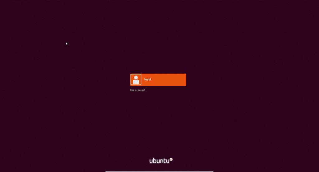 Минимальный linux. Окно входа Ubuntu 18.04.