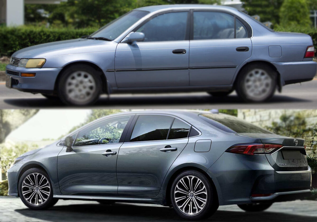 Старая(сверху) и последняя(снизу) Королла. 