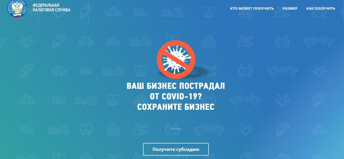 Страница ИФНС со всей информацией о субсидии
