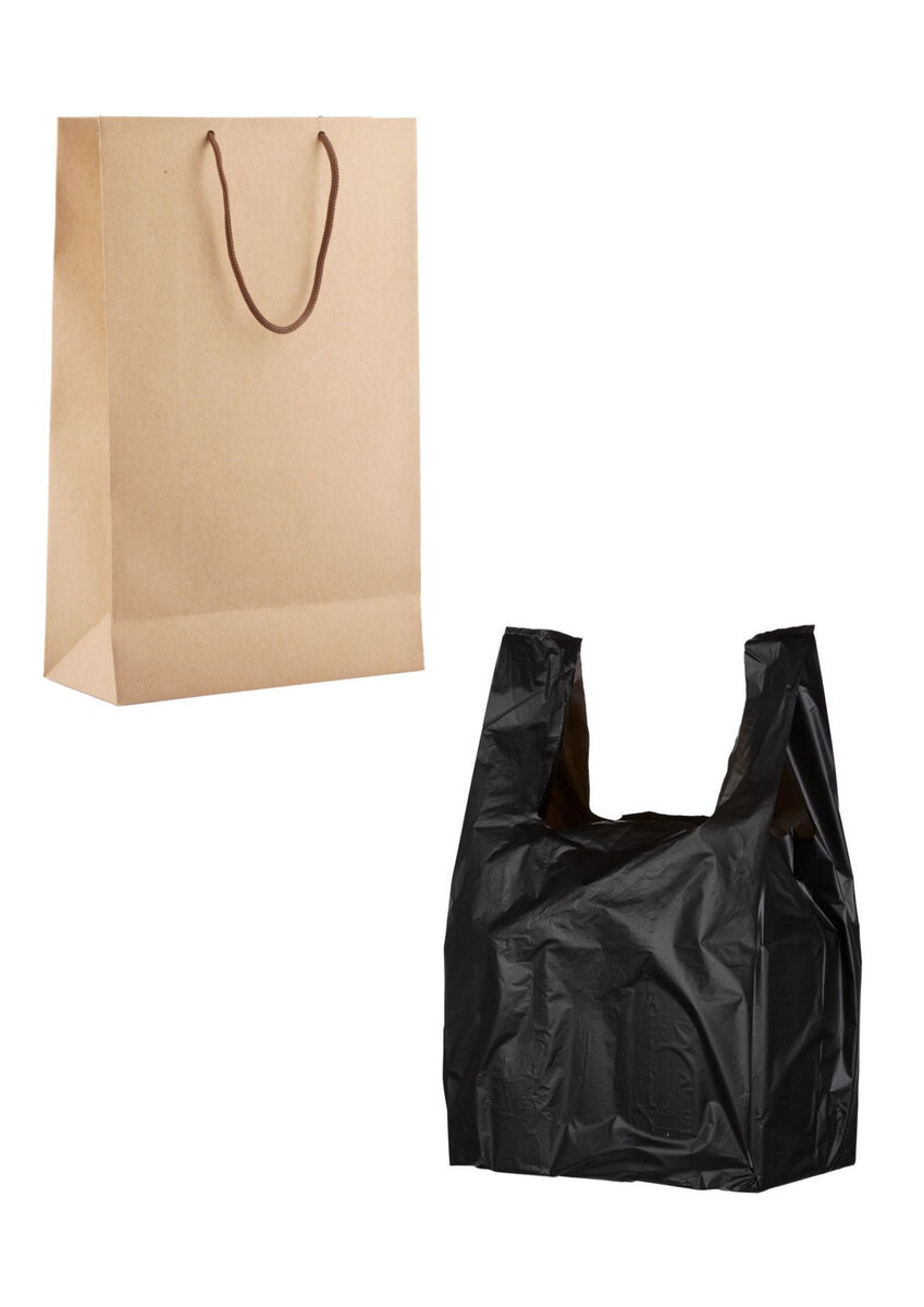 Бумажный и пластиковый пакет