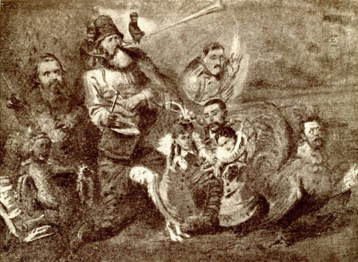 К. Е. Маковский. Карикатура на "Могучую кучку"