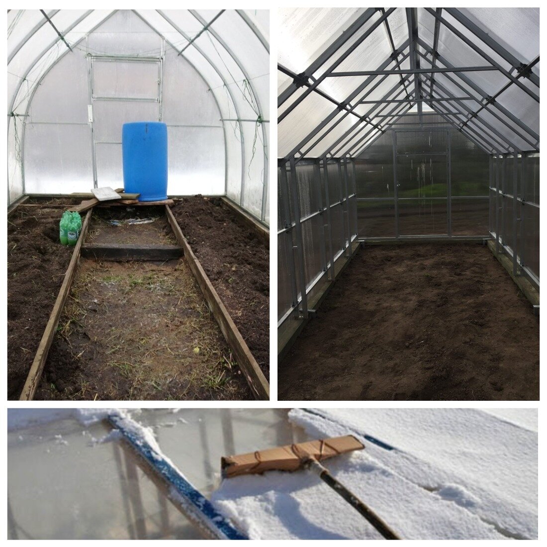 Теплицы с двухскатными крышами. Коллаж автора