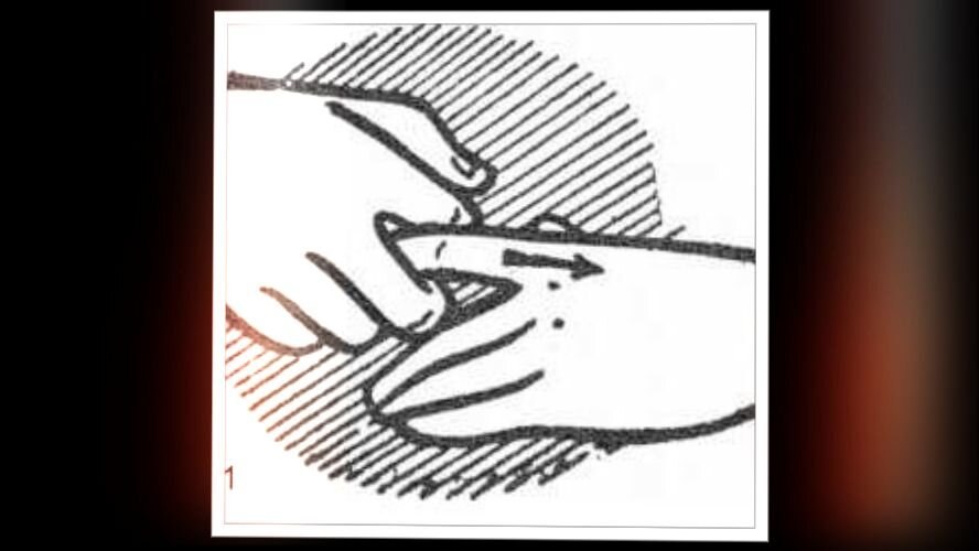 Можно массировать пальцы и таким приёмом // рисунок chakraalbum.ru