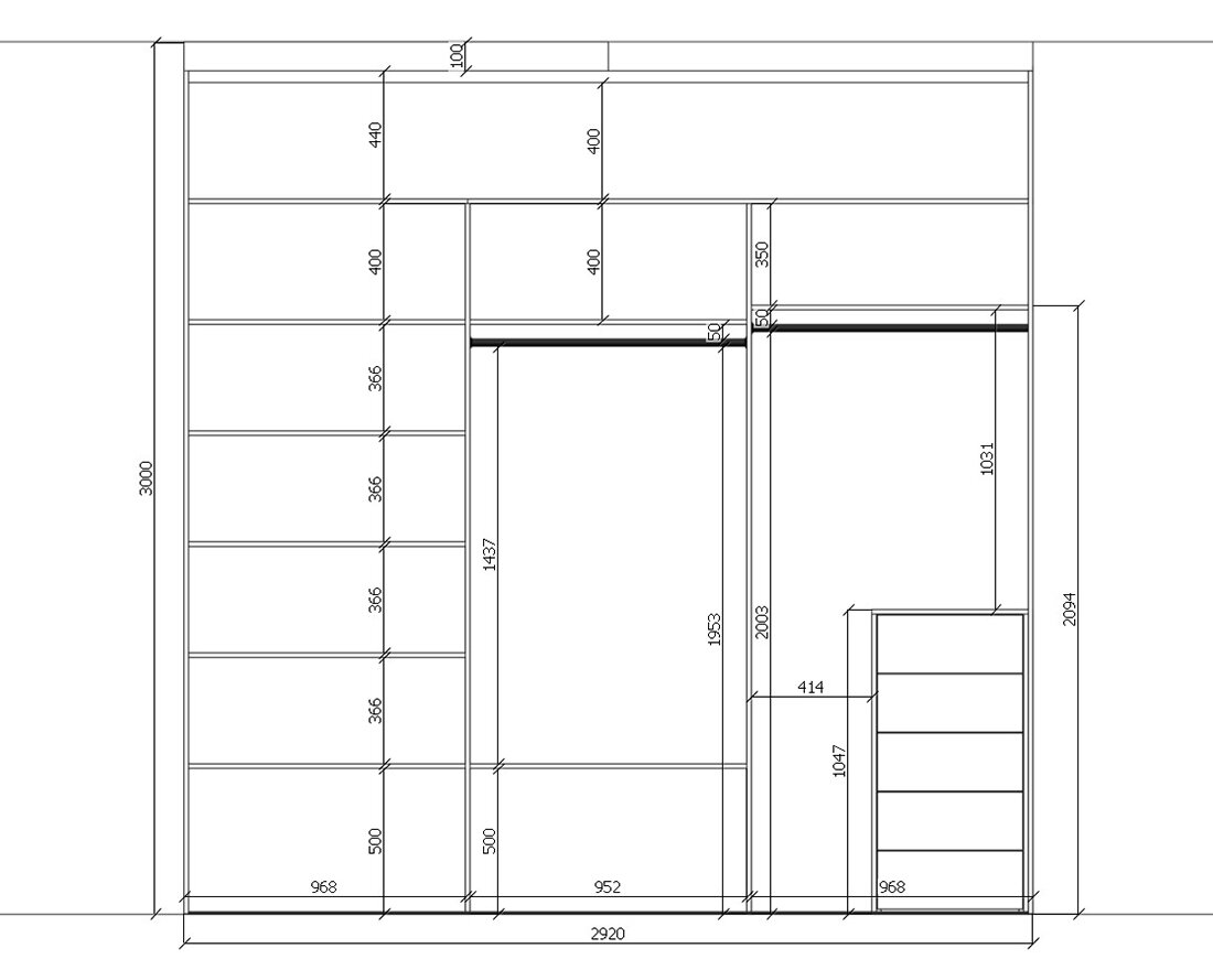 Шкаф купе 3 двери схема