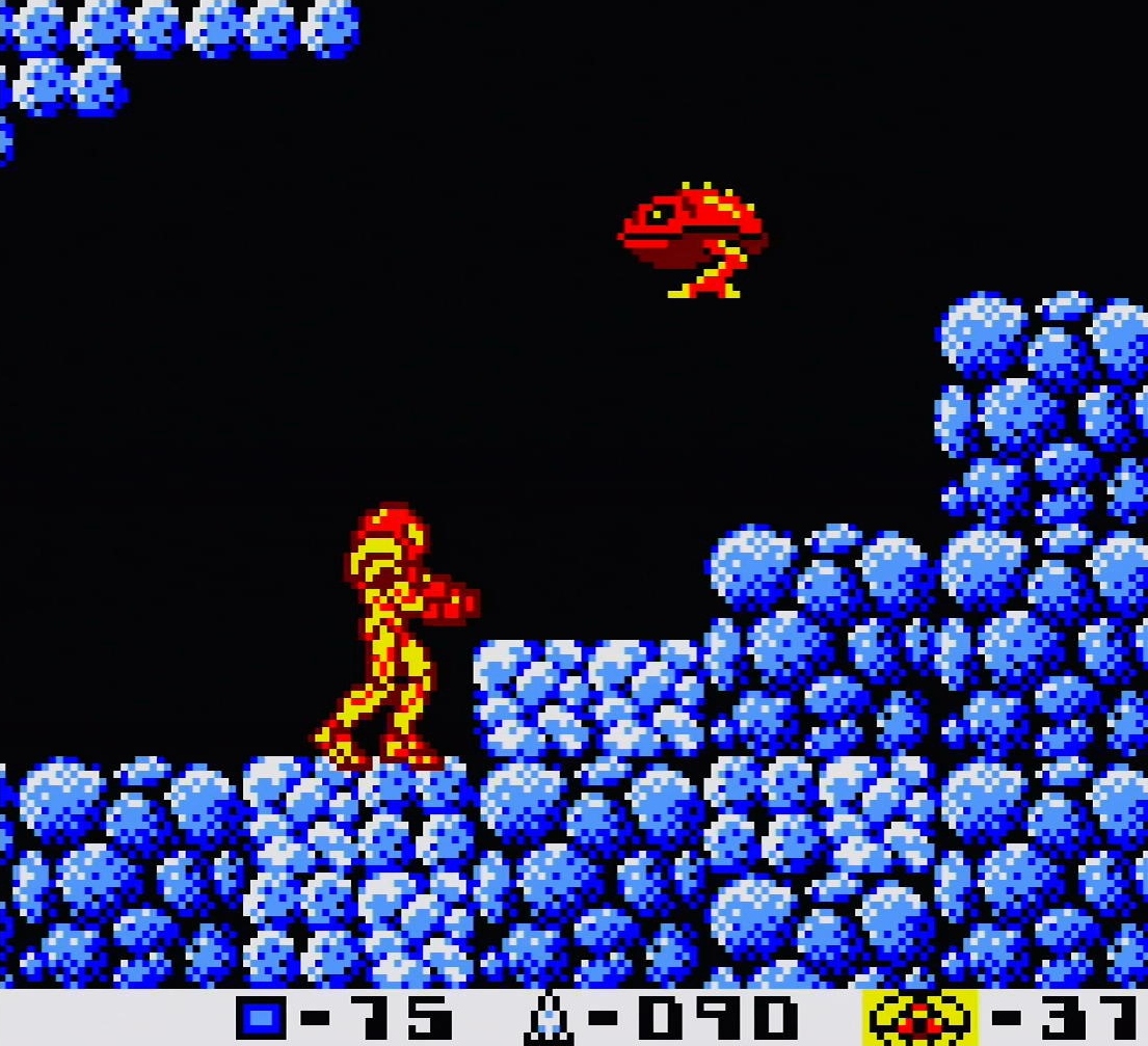 А это тот же картридж в цветном режиме. Игра черно-белая изначально, но в цветных геймбоях исходным полутонам подобраны фиксированные цвета для старых игр.