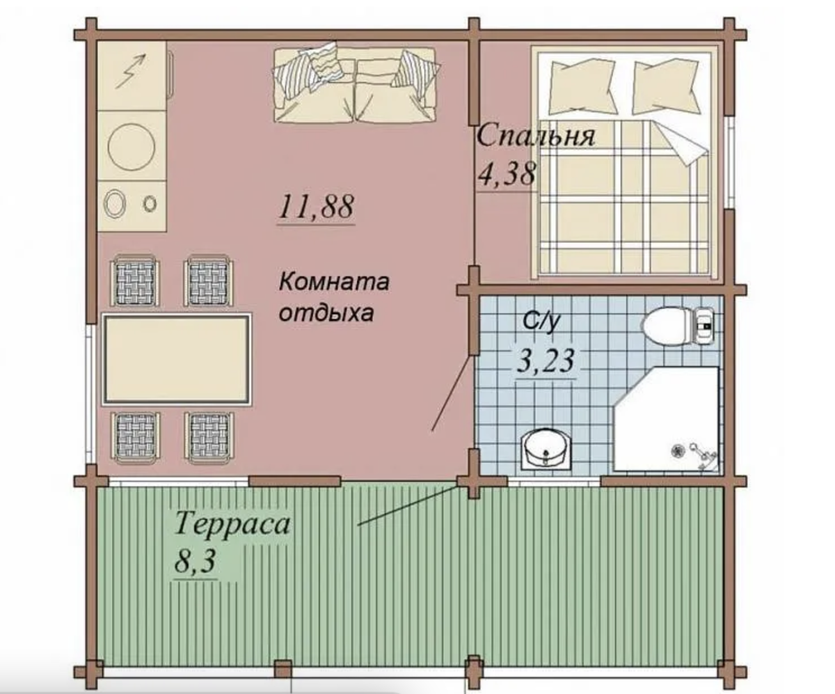 Планировка бани гостевого дома